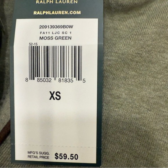 Lauren Ralph Lauren Women’s 3 Button Henley Shirt Moss Green Sz XS NWT - Picture 9 of 14